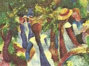 August Macke flickor under trad oil painting on canvas